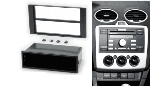 Cadre Façade Autoradio Double DIN Pour Ford Focus II, C-Max, S-Max, Fusion, Transit - Plastique Noir, Installation Facile