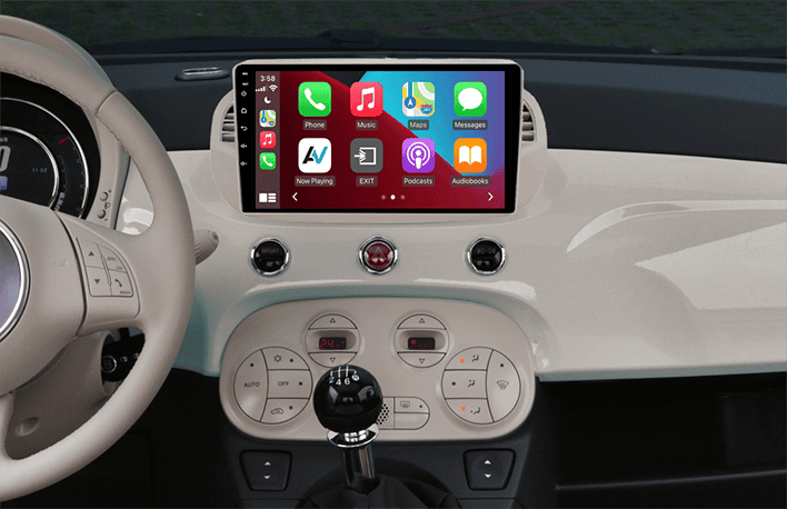 Inefala 9" Autoradio Fiat 500 2007-2015 Met Wireless CarPlay & Android Auto - 4GB+64GB