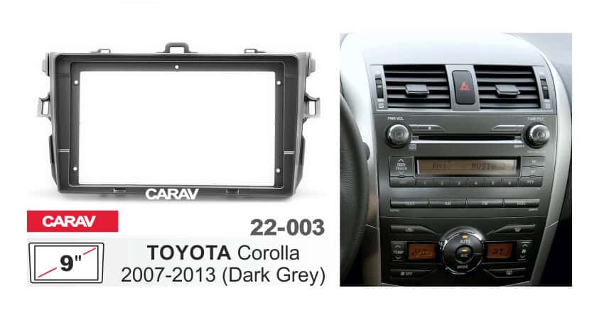 Los 9-inch frame geschikt voor de Toyota Corolla 2007-2013 ( donker ...